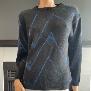 Vintage Koret Black & Blue Knit Sweater